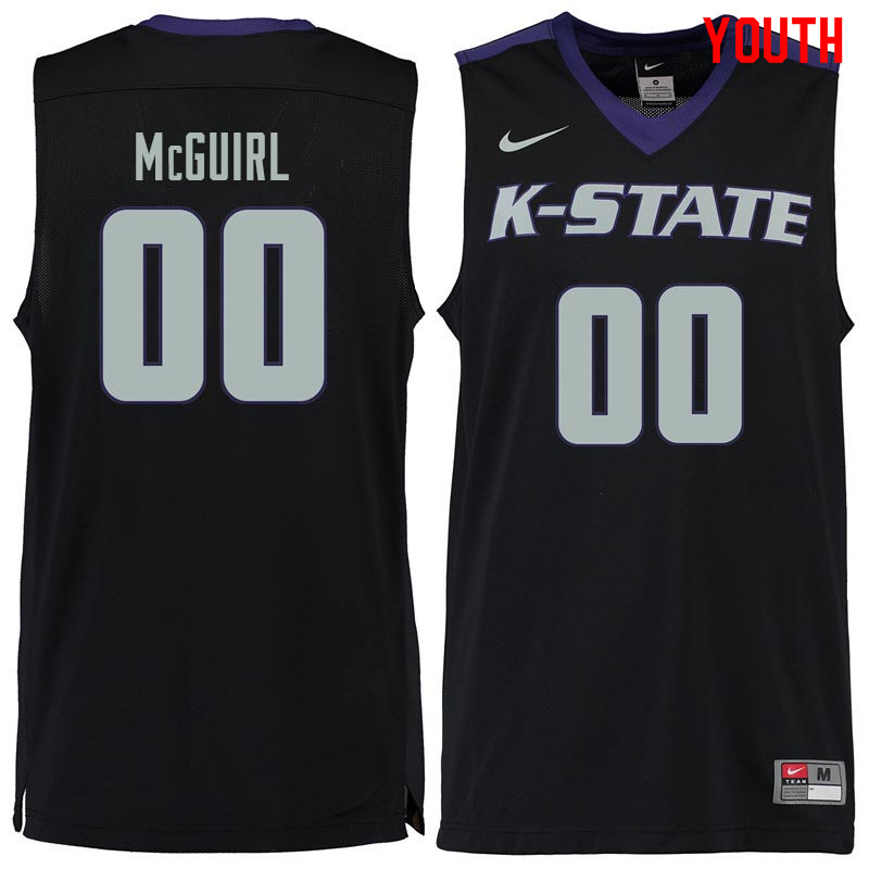 Youth #00 Mike McGuirl Kansas State Wildcats College Basketball Jerseys Sale-Black - Click Image to Close